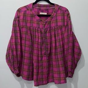 Free people ‘We The Free’ Jessi Plaid Oversized Top - Pink Combo - Wmns Sz M